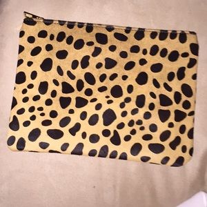 Leopard print genuine calf-hair clutch